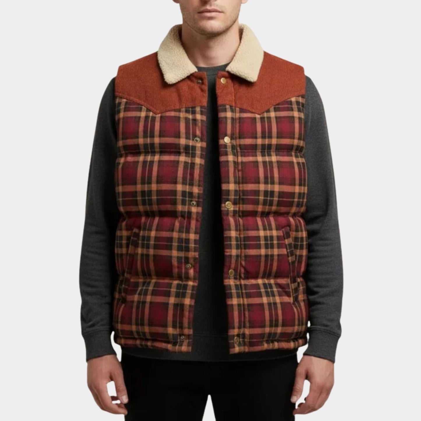 Checked Sherpa Puffer Gilet | Zyphhra