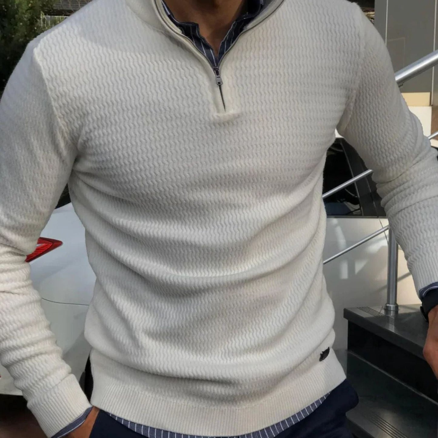 Quarter-Zip Textured Pullover | Zyphhra