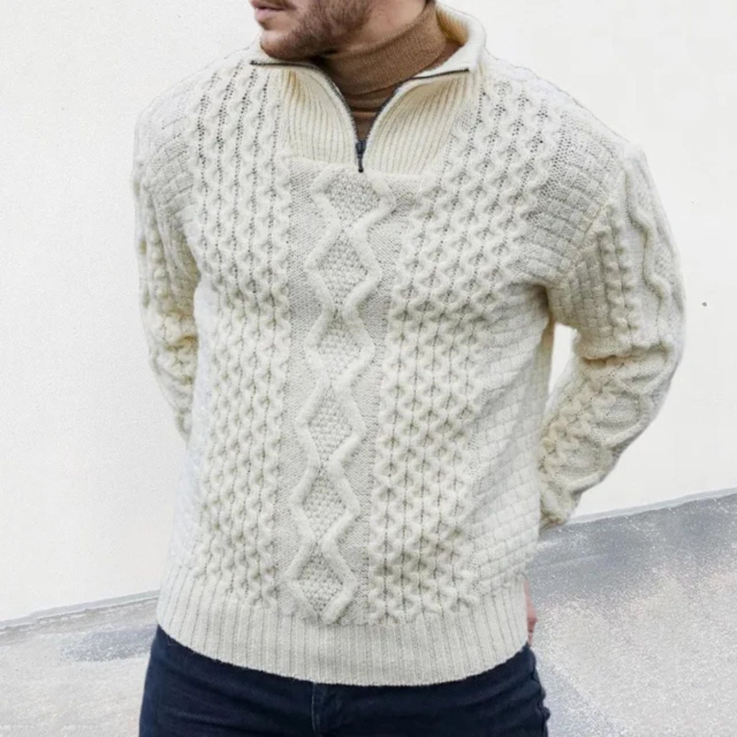 Quarter Zip Cable Knit Jumper | Zyphhra