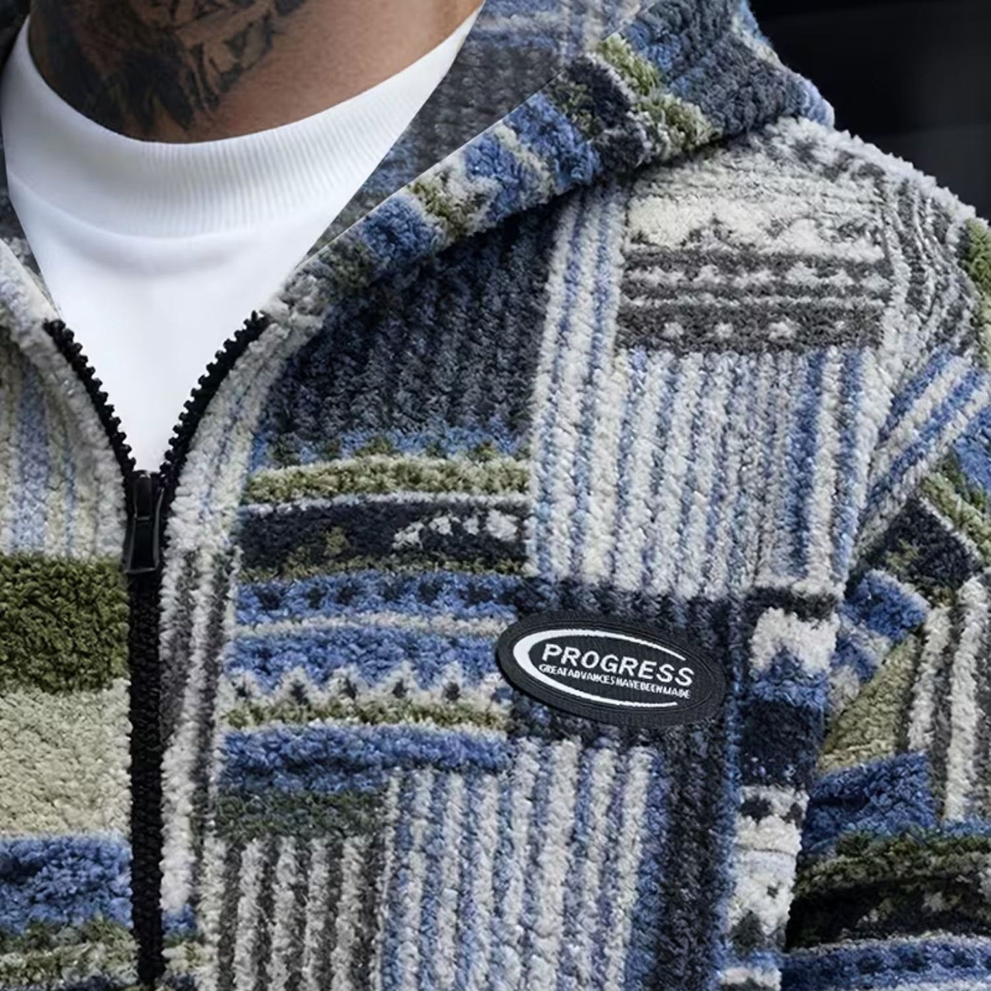 Patchwork Sherpa Half Zip Hoodie | Zyphhra