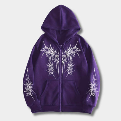 Gothic Dark Streetwear Zip Hoodie | Zyphhra