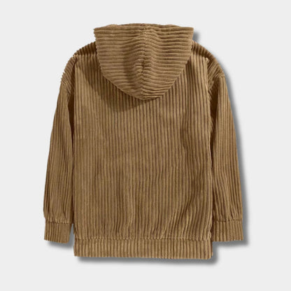 Textured Corduroy Pullover Hoodie | Zyphhra