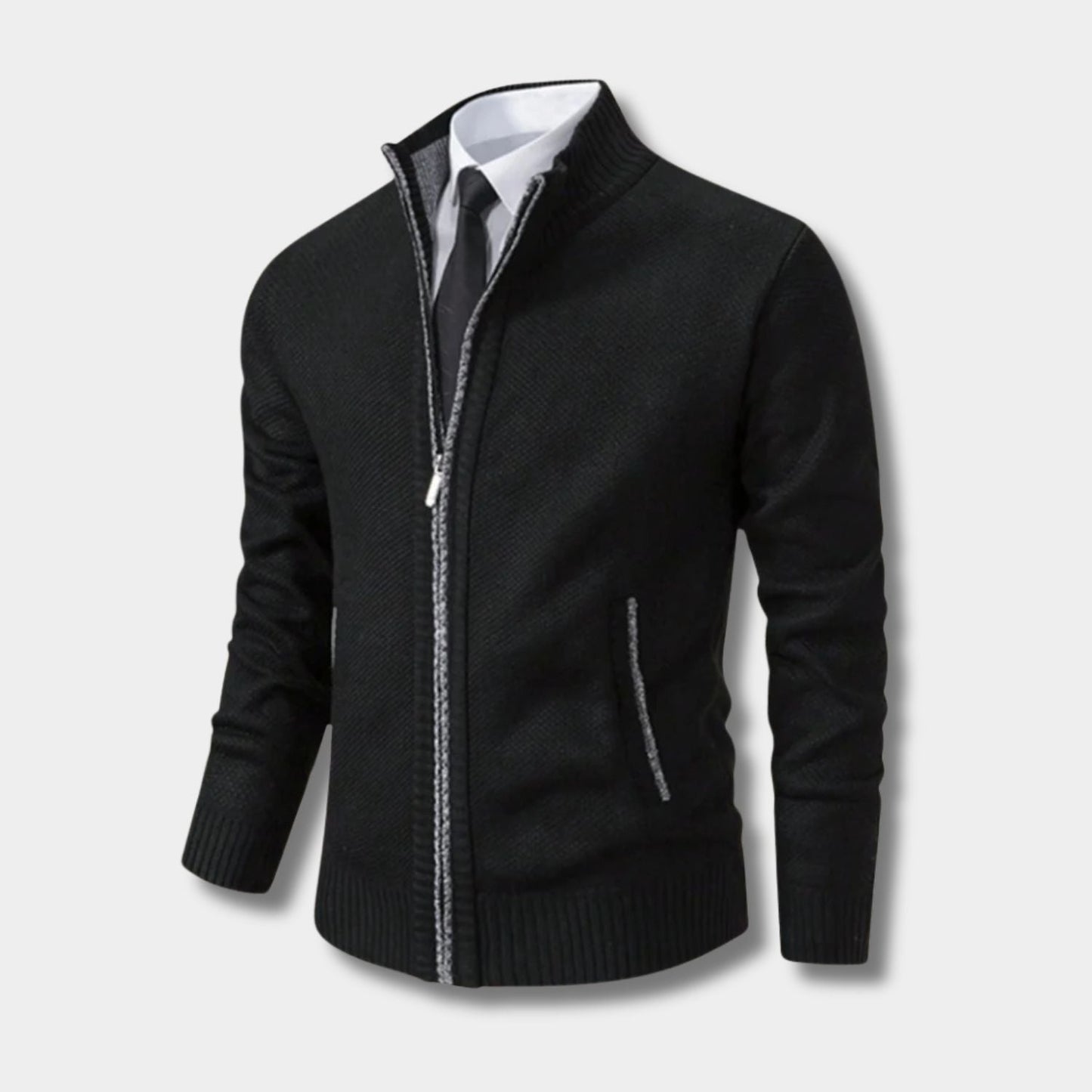 Zip-Up Mock Neck Cardigan | Zyphhra