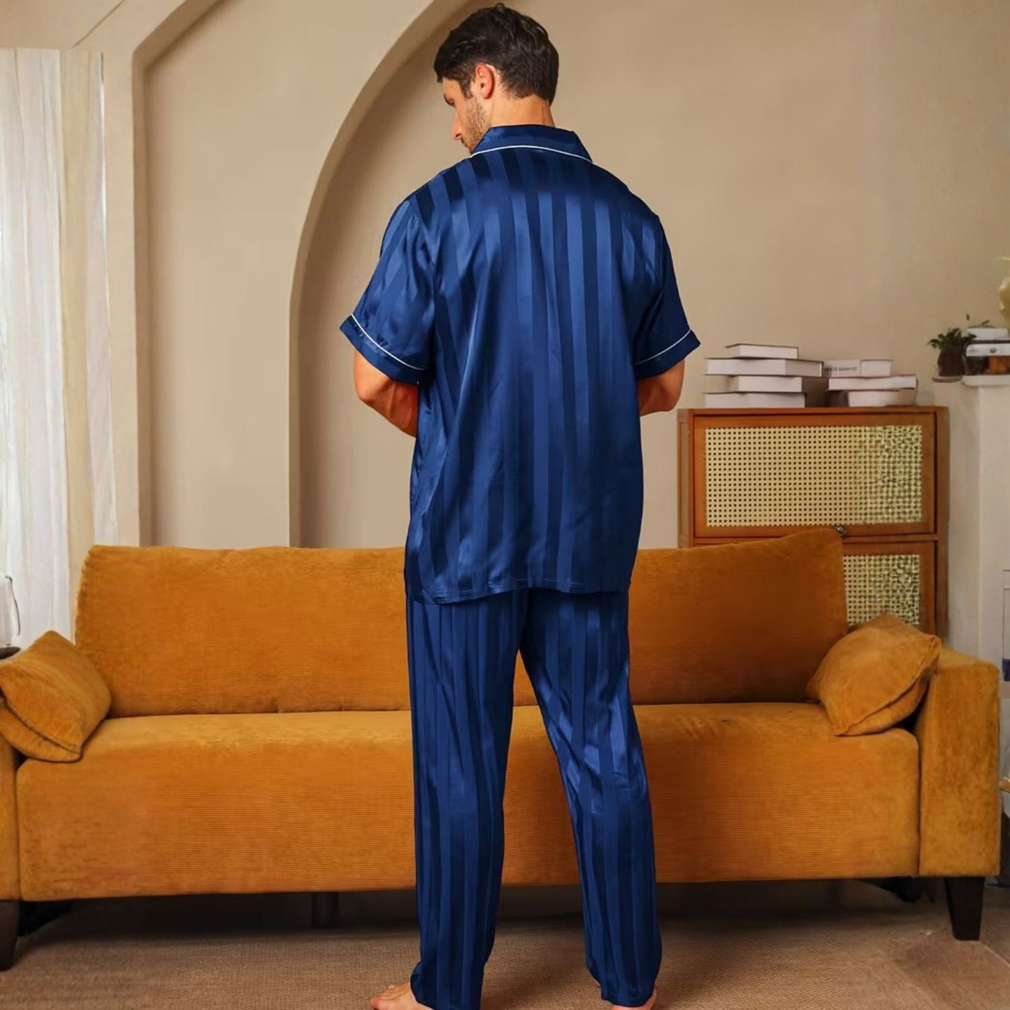 Jacquard Stripe Lapel Pyjama Set | Zyphhra