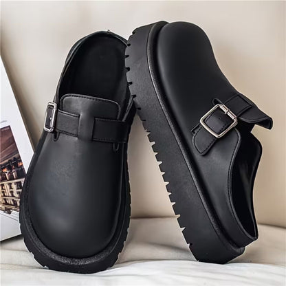 Adjustable Buckle Leather Clogs | Zyphhra