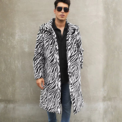 Bold Patterned Plush Fur Coat | Zyphhra
