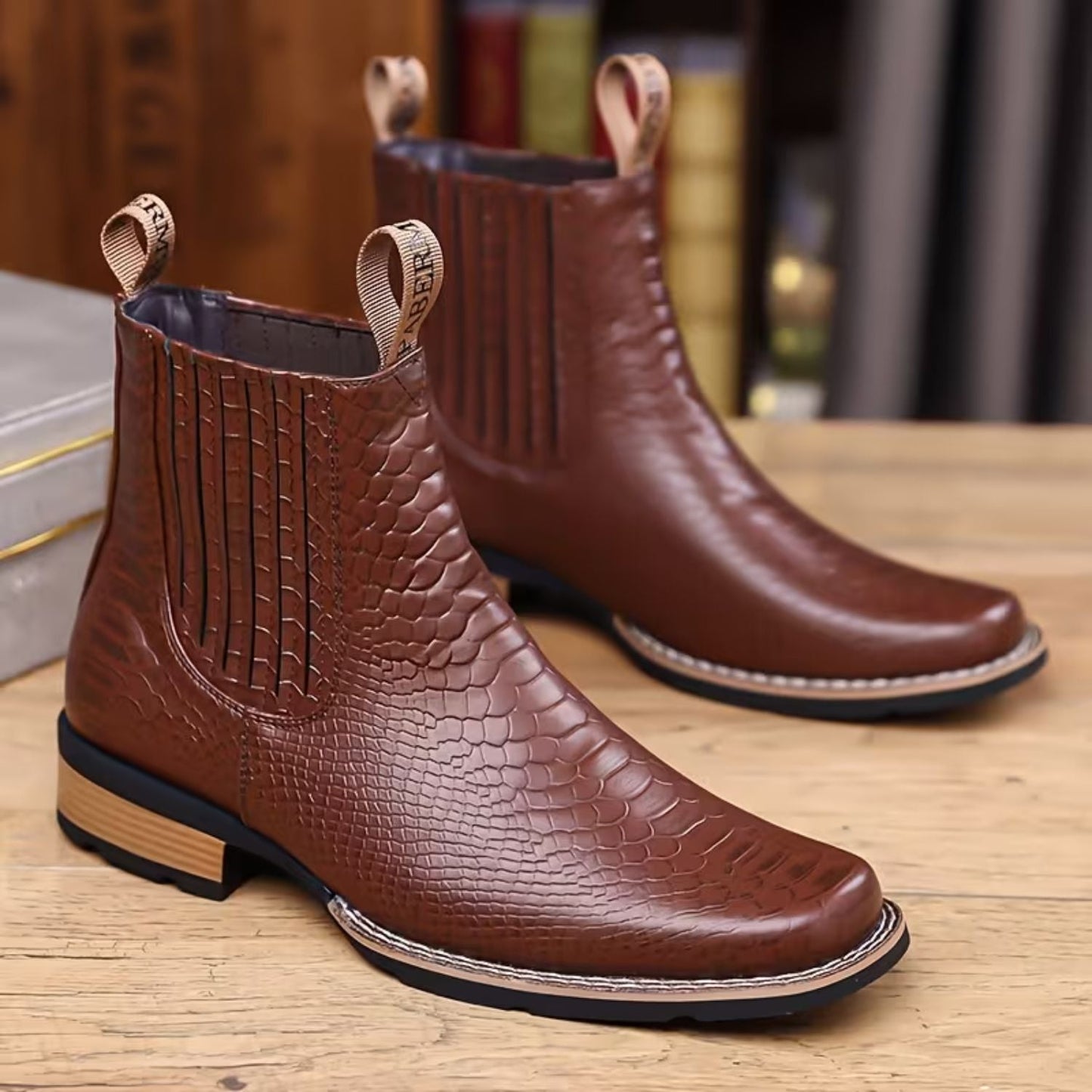 Croc Embossed Dress Boots | Zyphhra