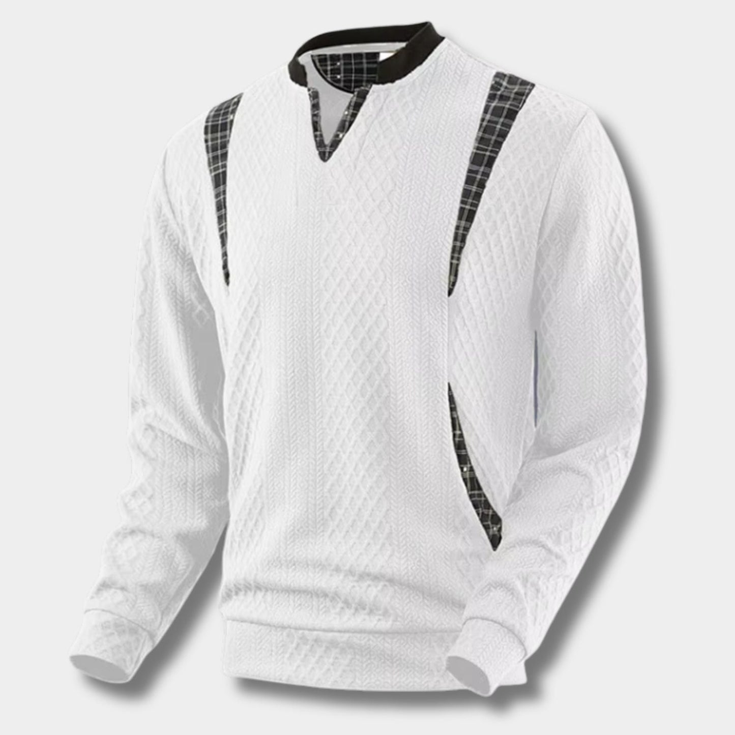 Checkered Panel Knit Jumper | Zyphhra