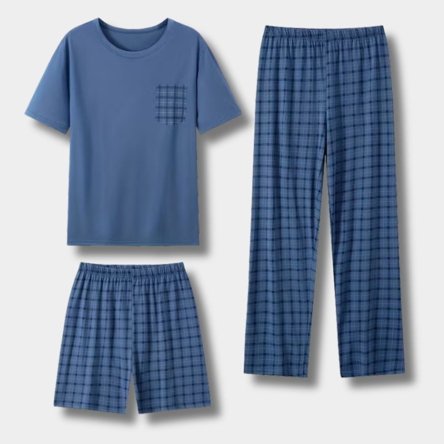 3-Piece Plaid Summer Pyjama Set | Zyphhra