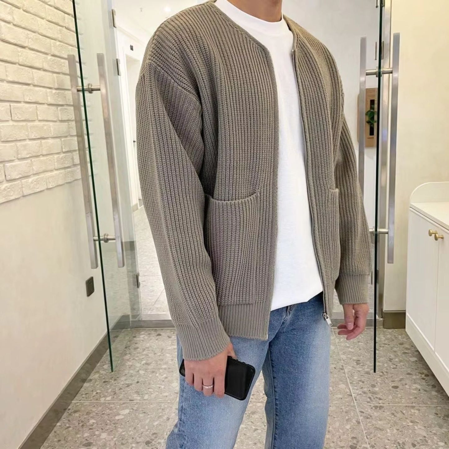 Minimalist Zip Knit Cardigan | Zyphhra
