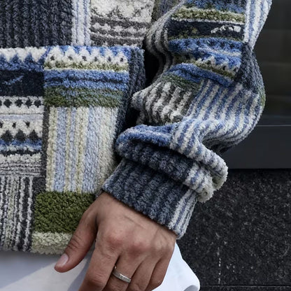 Patchwork Sherpa Half Zip Hoodie | Zyphhra