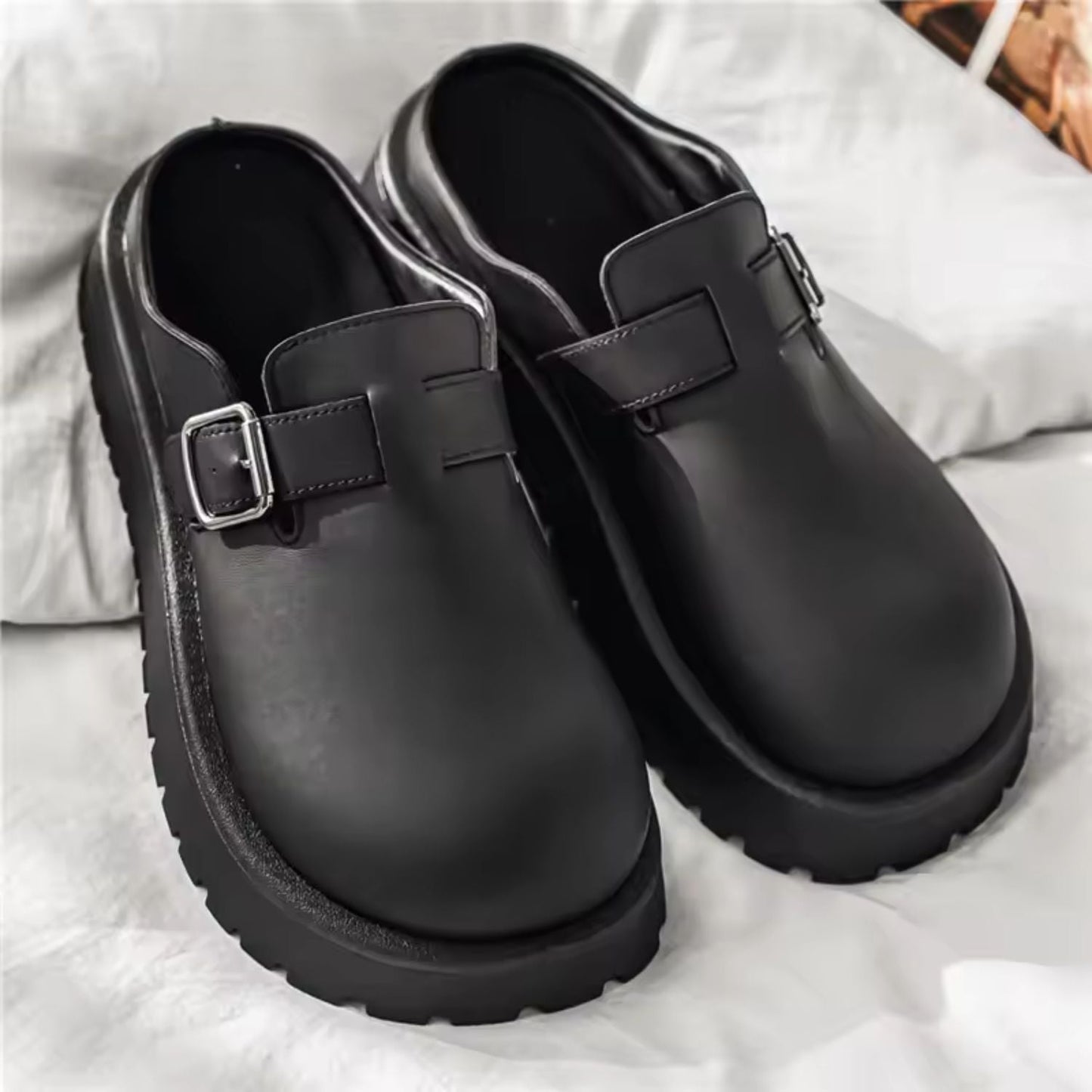 Adjustable Buckle Leather Clogs | Zyphhra