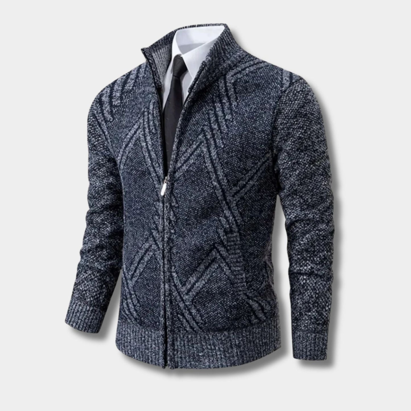 Geometric Zip Knit Cardigan | Zyphhra