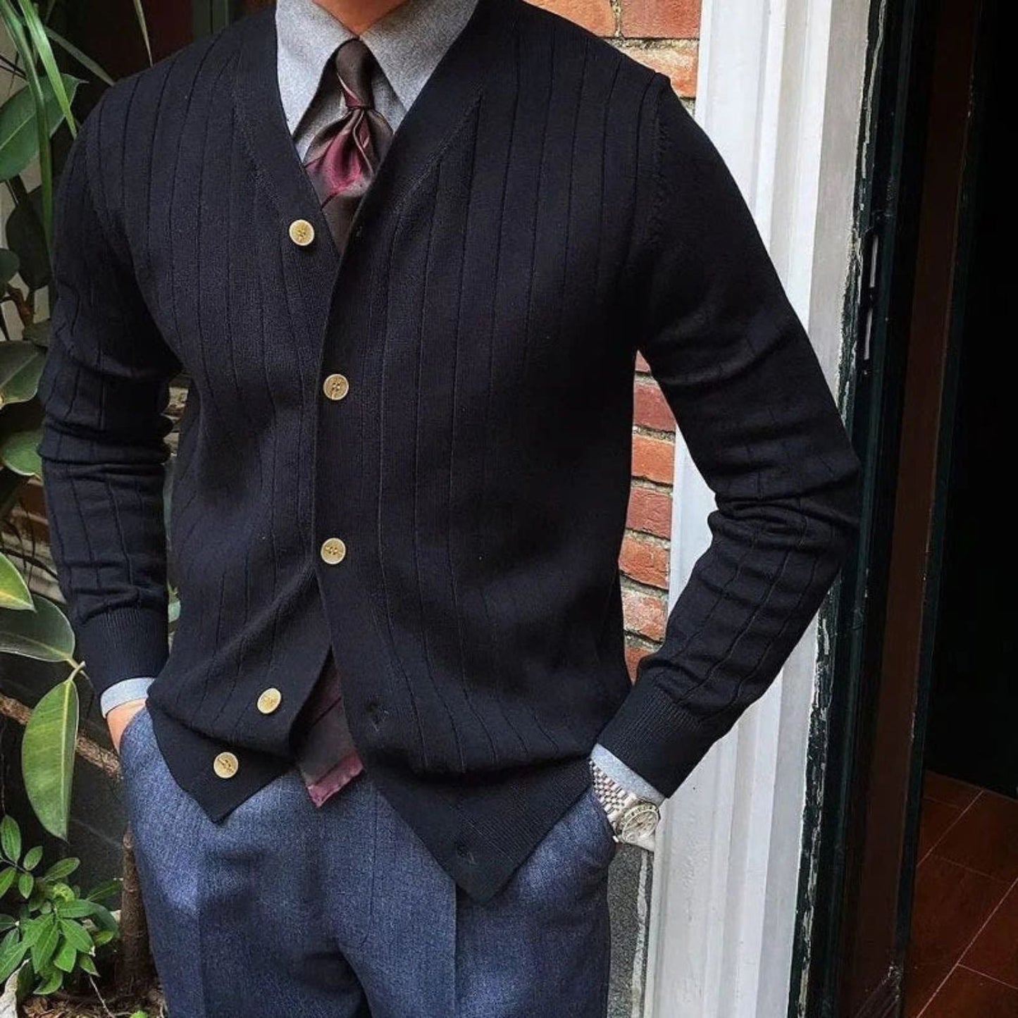 Slim Ribbed Knit Cardigan | Zyphhra