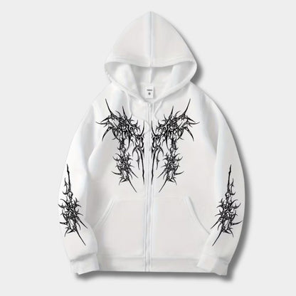 Gothic Dark Streetwear Zip Hoodie | Zyphhra