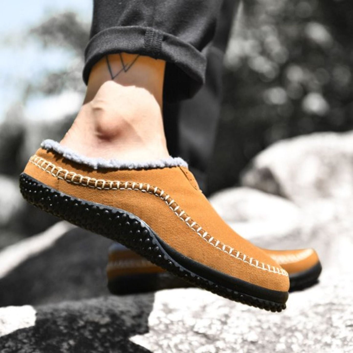Sherpa Trim Slip-On Slippers | Zyphhra