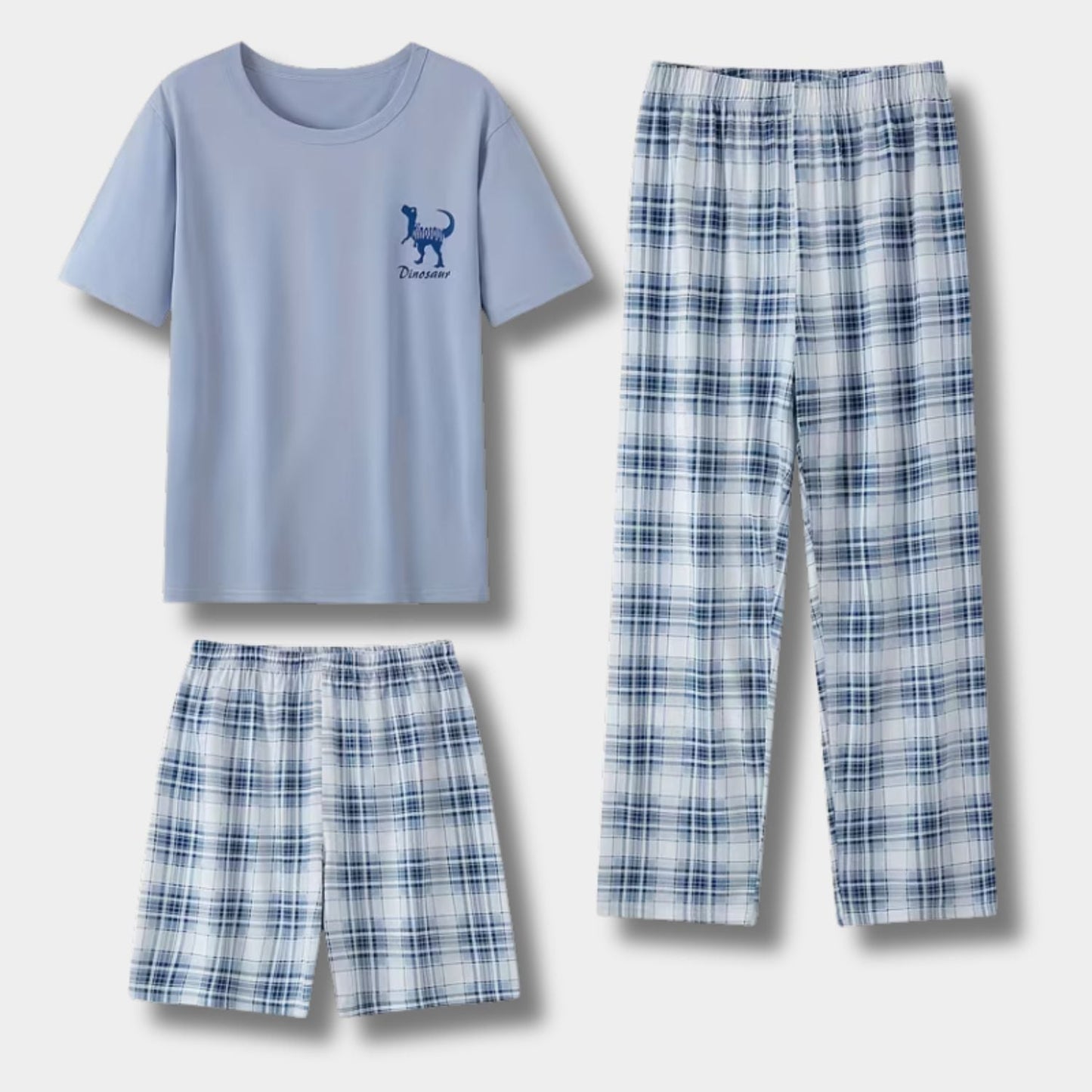 3-Piece Plaid Summer Pyjama Set | Zyphhra