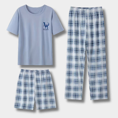 3-Piece Plaid Summer Pyjama Set | Zyphhra