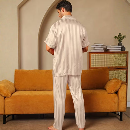 Jacquard Stripe Lapel Pyjama Set | Zyphhra