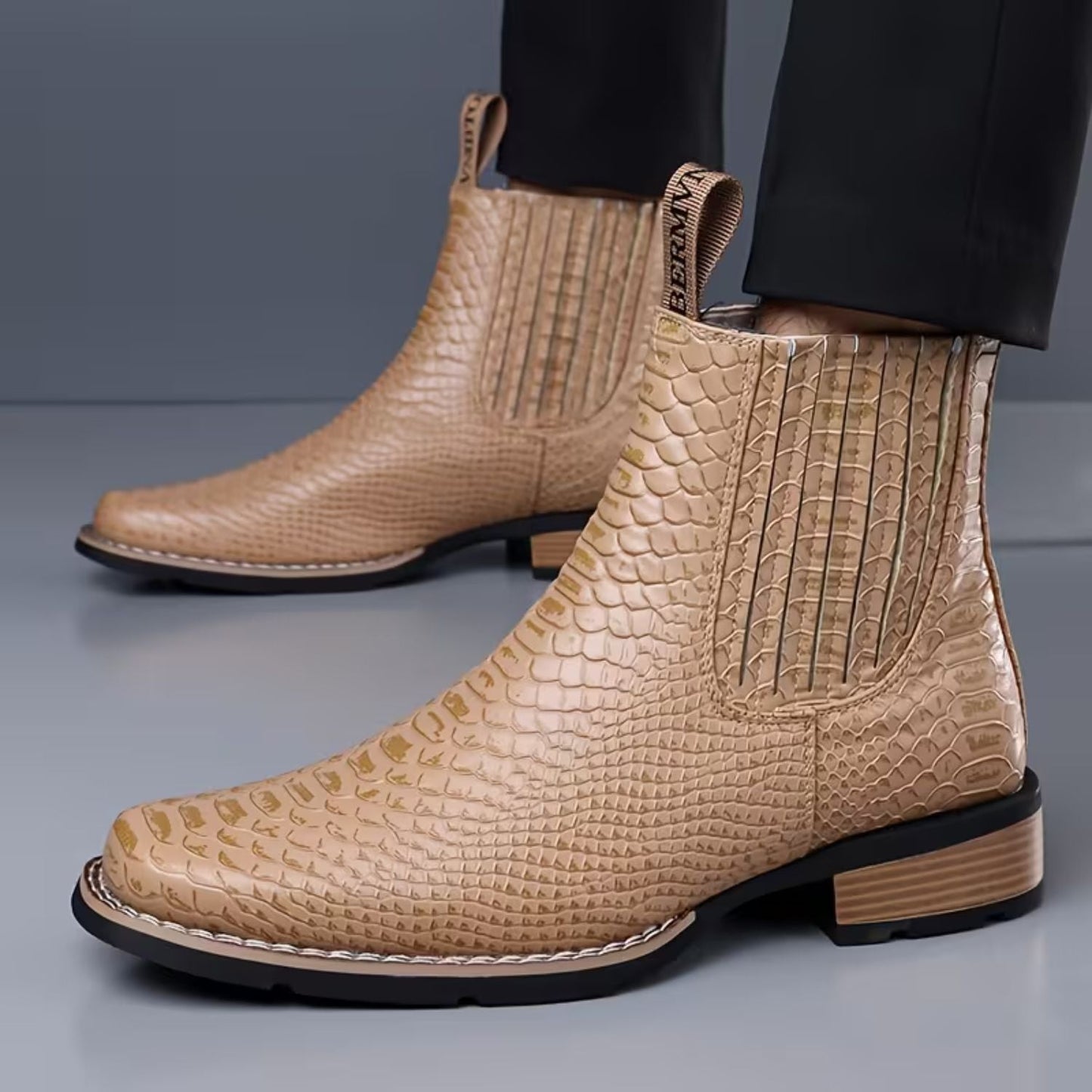 Croc Embossed Dress Boots | Zyphhra