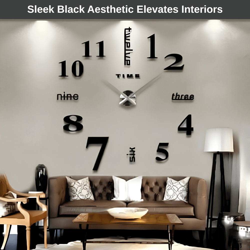 Minimalist Black Designer Wall Clock | Zyphhra