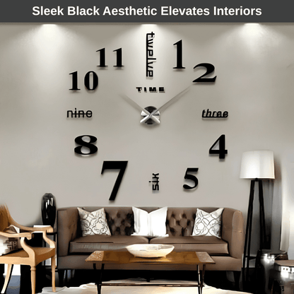 Minimalist Black Designer Wall Clock | Zyphhra
