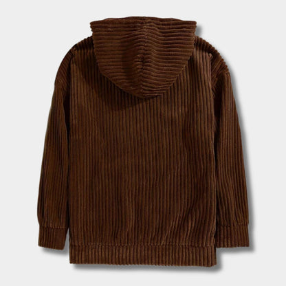 Textured Corduroy Pullover Hoodie | Zyphhra