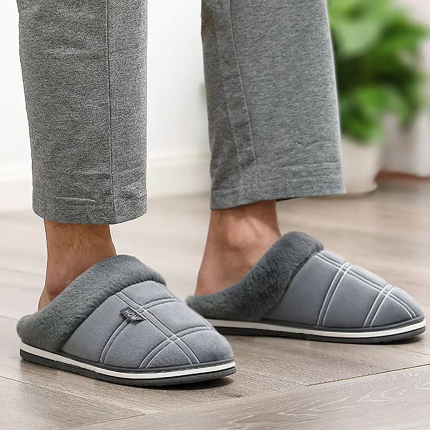 Padded Checked Fleece Slippers | Zyphhra