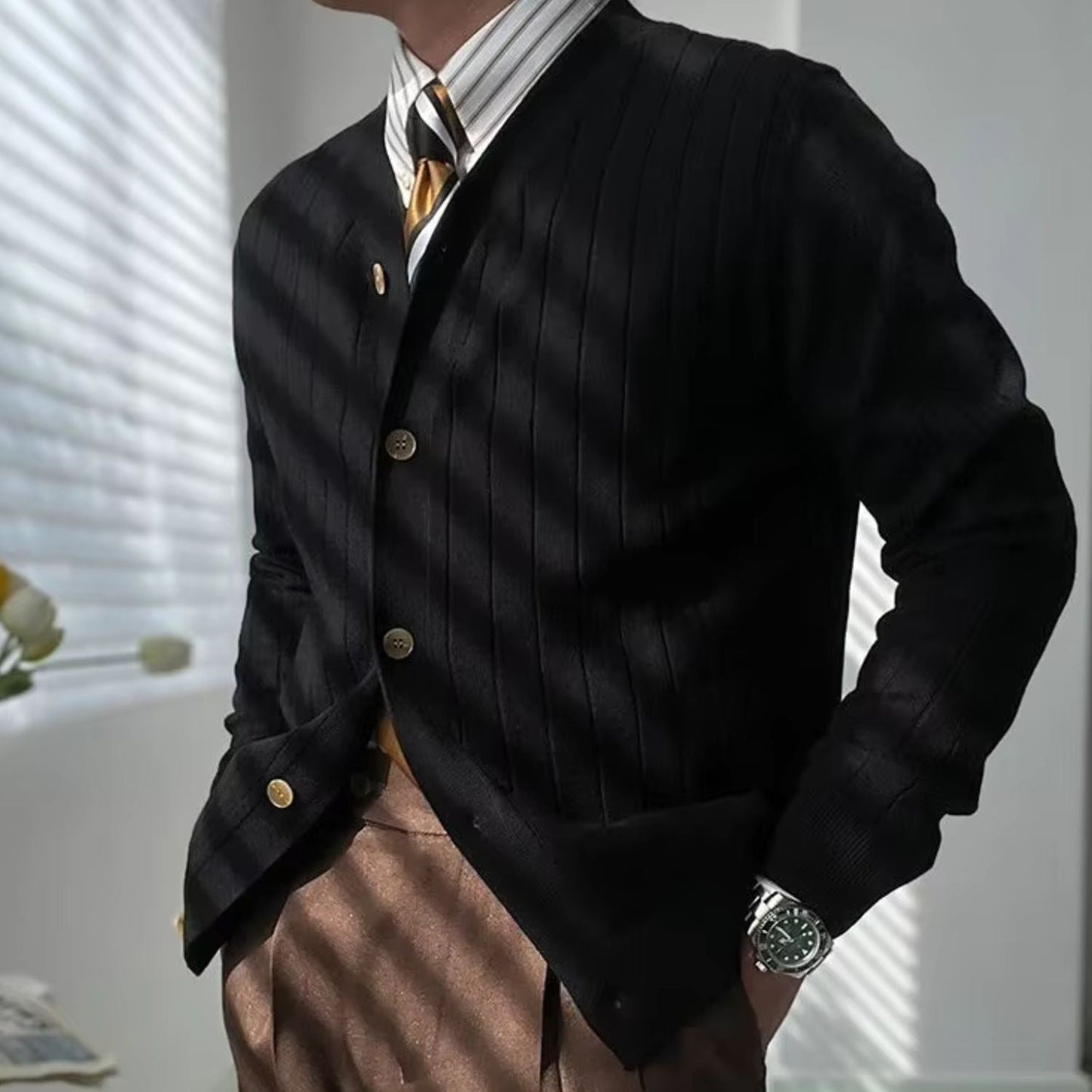 Slim Ribbed Knit Cardigan | Zyphhra