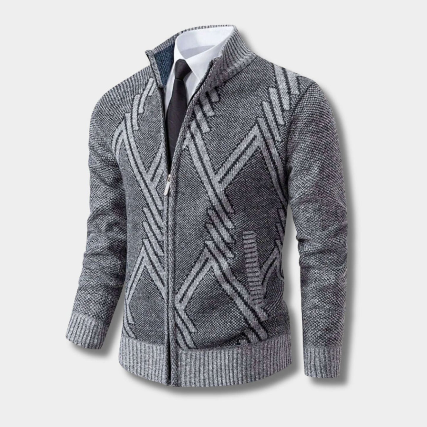 Geometric Zip Knit Cardigan | Zyphhra