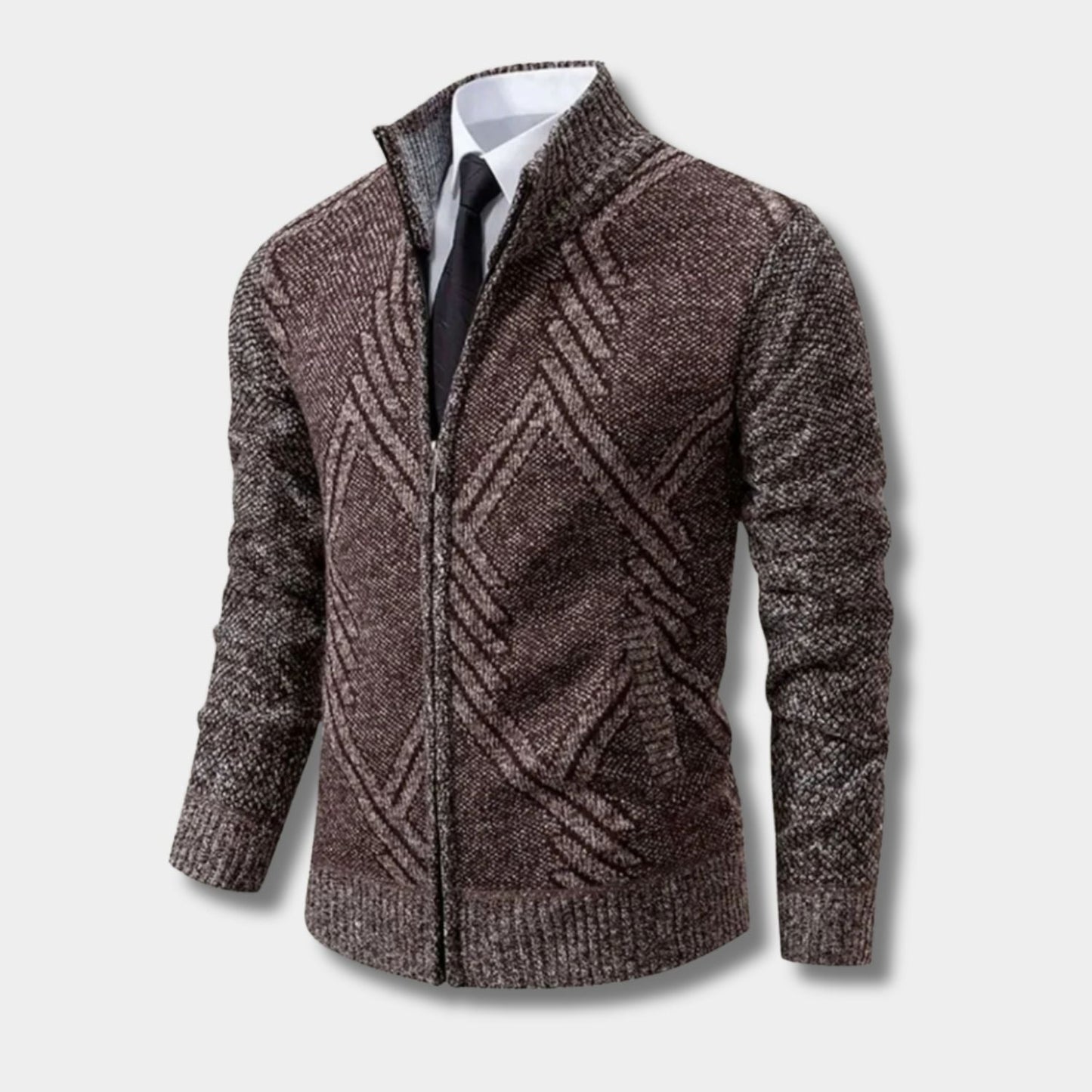 Geometric Zip Knit Cardigan | Zyphhra