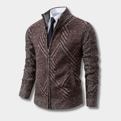 Geometric Zip Knit Cardigan | Zyphhra