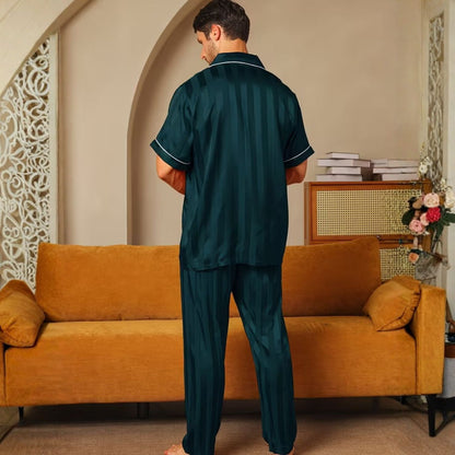 Jacquard Stripe Lapel Pyjama Set | Zyphhra