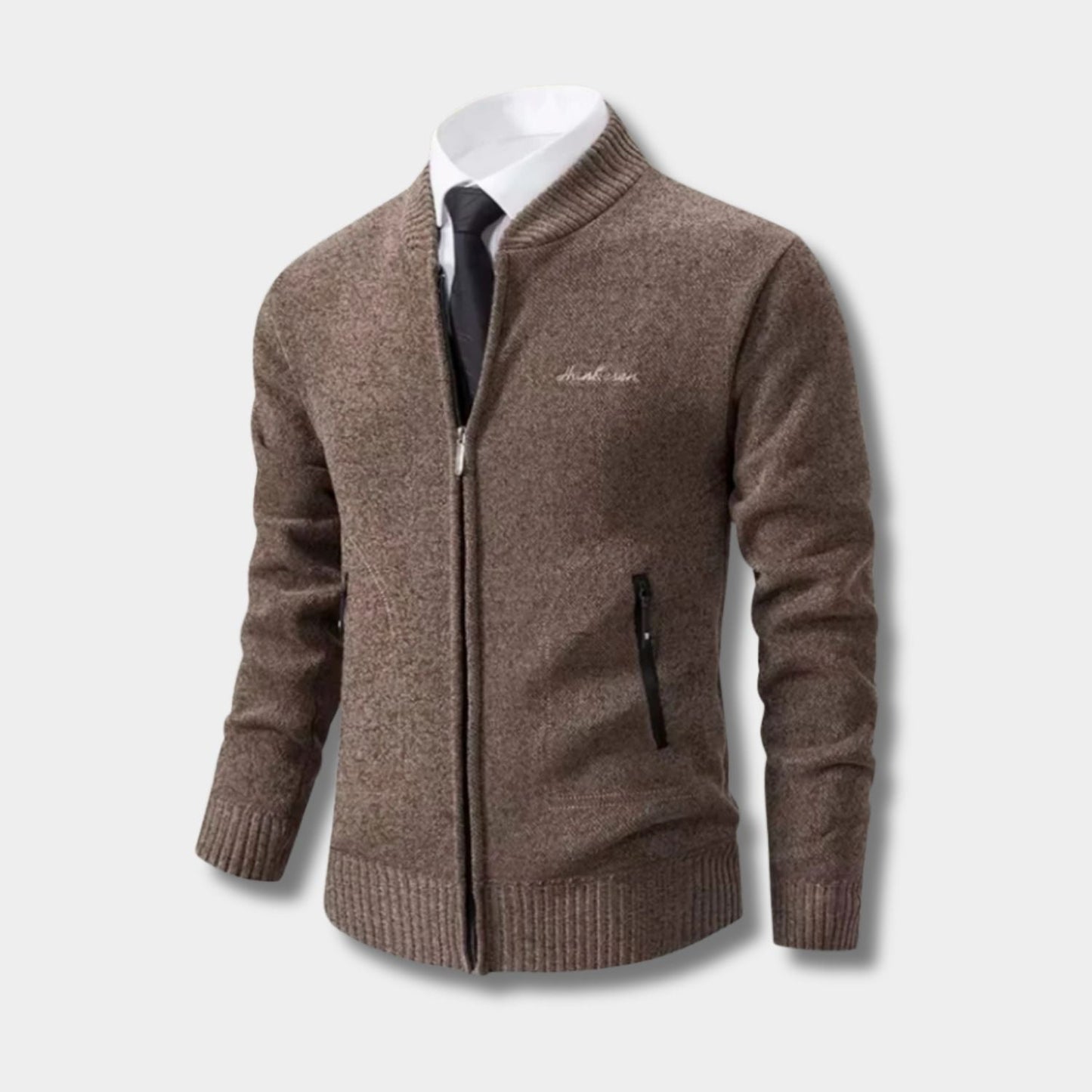 Geometric Zip Knit Cardigan | Zyphhra