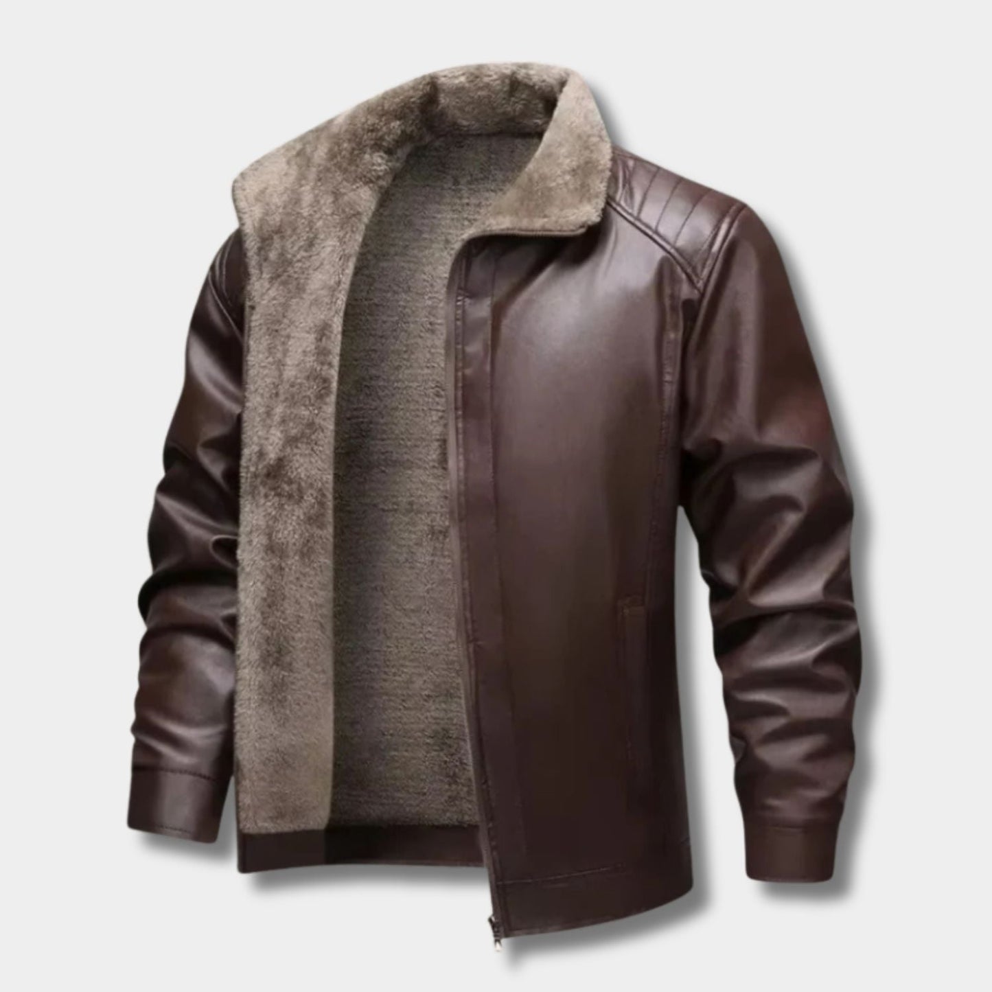 Fleece Lined Leather Jacket | Zyphhra