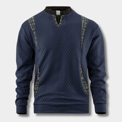 Checkered Panel Knit Jumper | Zyphhra