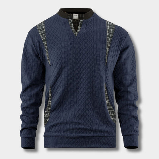Checkered Panel Knit Jumper | Zyphhra