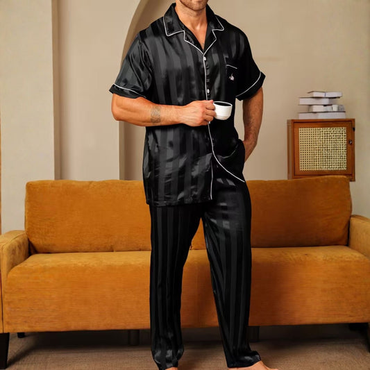 Jacquard Stripe Lapel Pyjama Set | Zyphhra