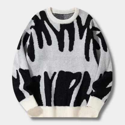 Abstract Knit Crew Neck Jumper | Zyphhra