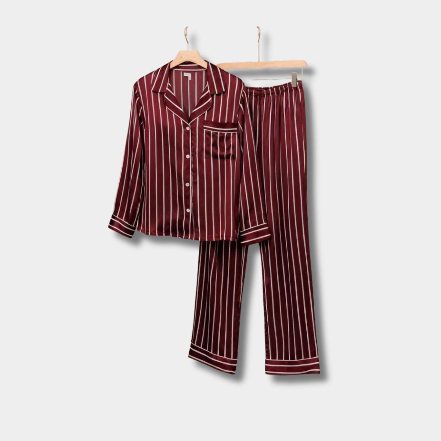 Striped Satin Button Pyjama Set | Zyphhra