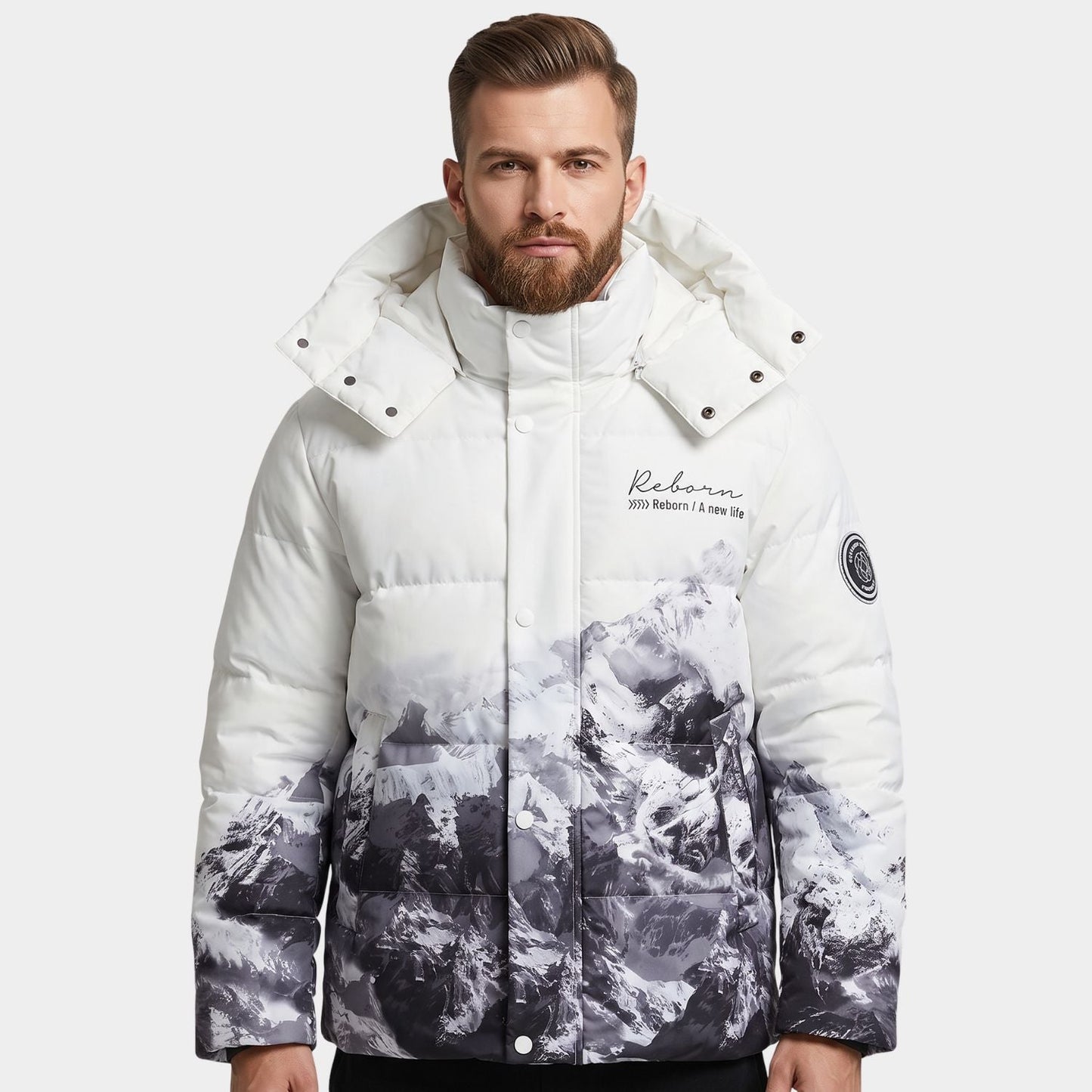 Mountain Print Hooded Ski Jacket | Zyphhra