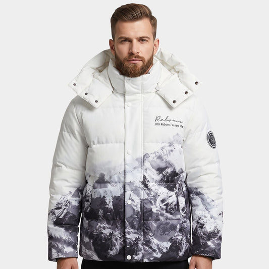 Mountain Print Hooded Ski Jacket | Zyphhra