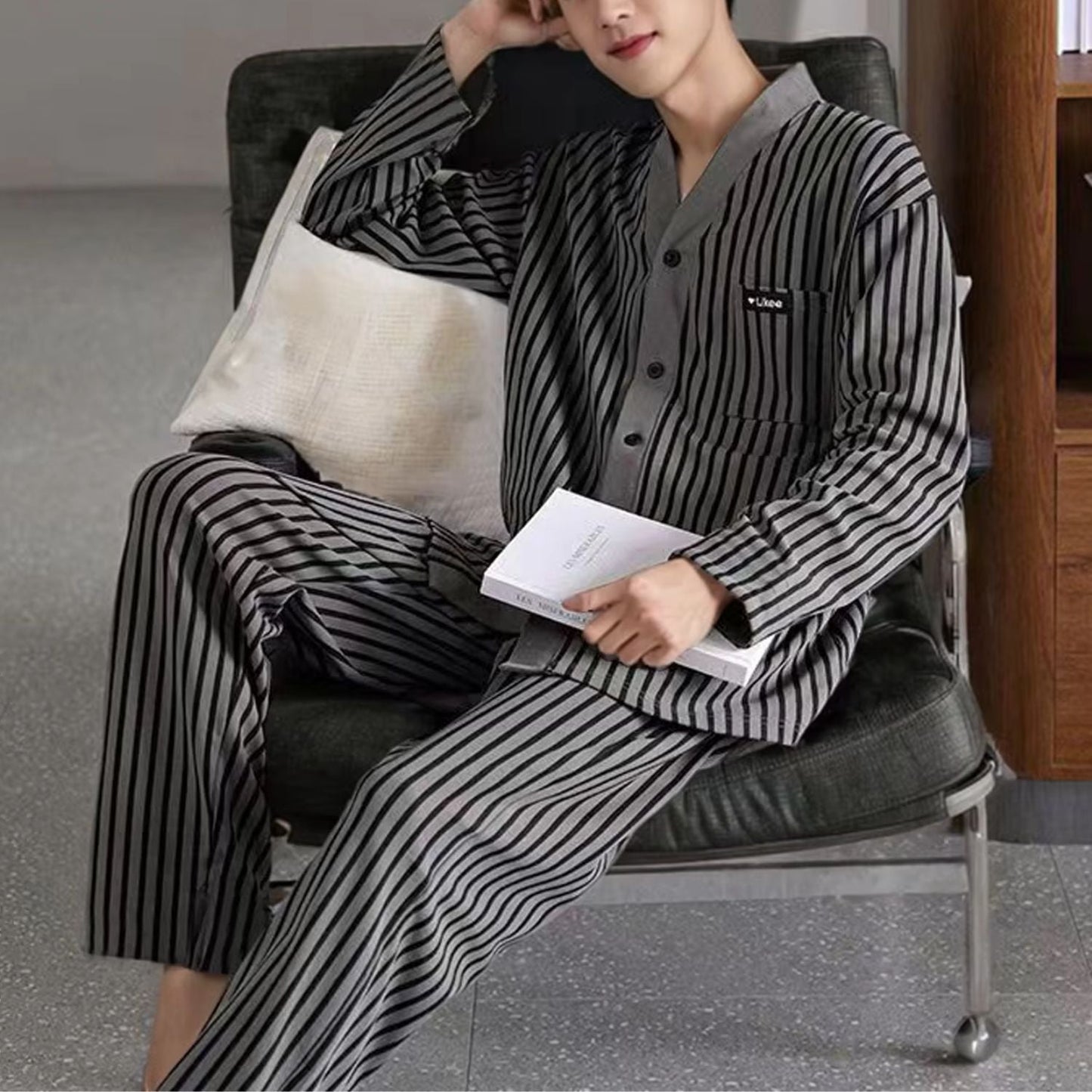 Striped V-Neck Lounge Pyjama Set | Zyphhra
