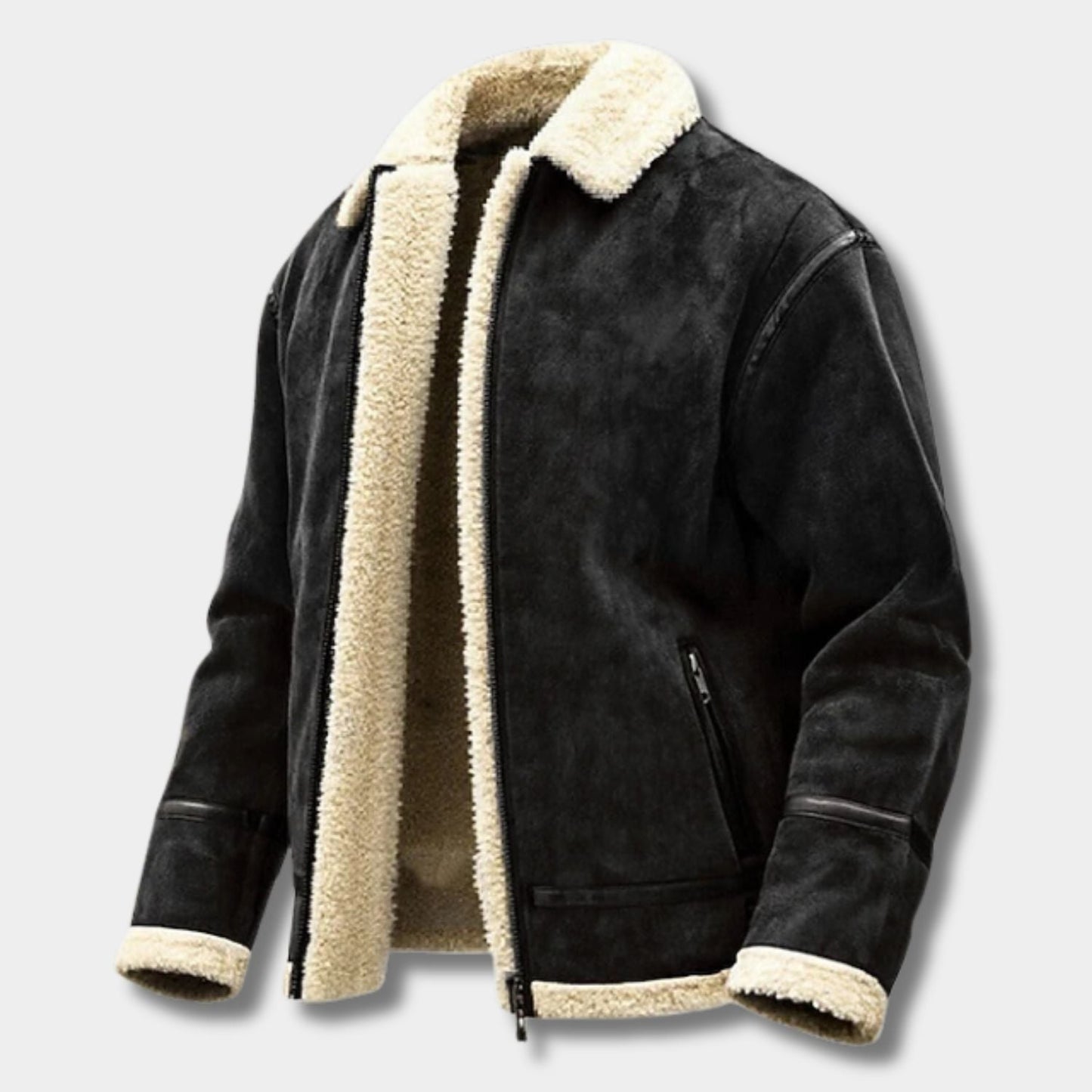 Sherpa-Lined Aviator Fleece Jacket | Zyphhra