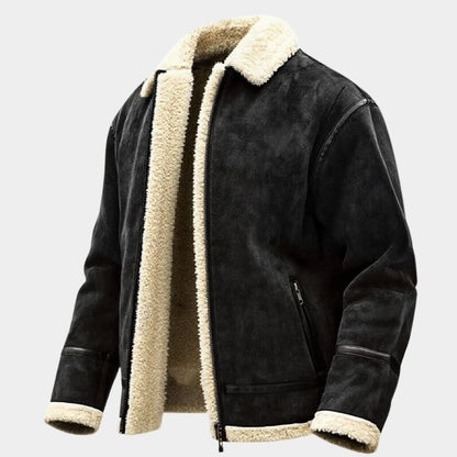 Plush Sherpa-Lined Suede Aviator Jacket | Zyphhra