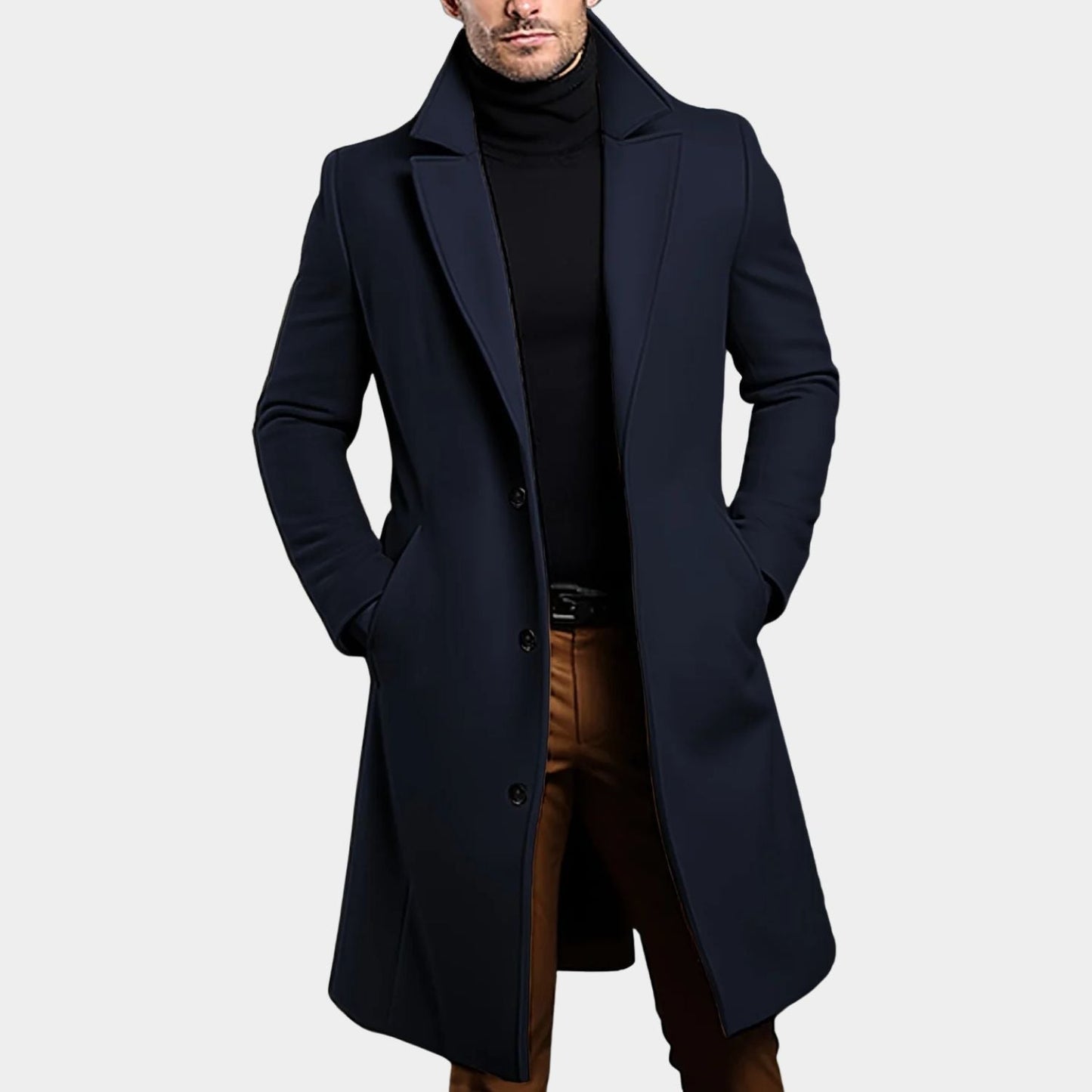 Notched Lapel Button Over Coat | Zyphhra