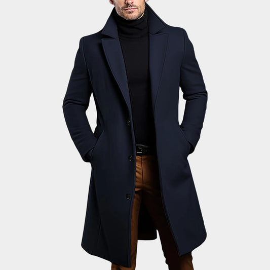 Notched Lapel Button Over Coat | Zyphhra