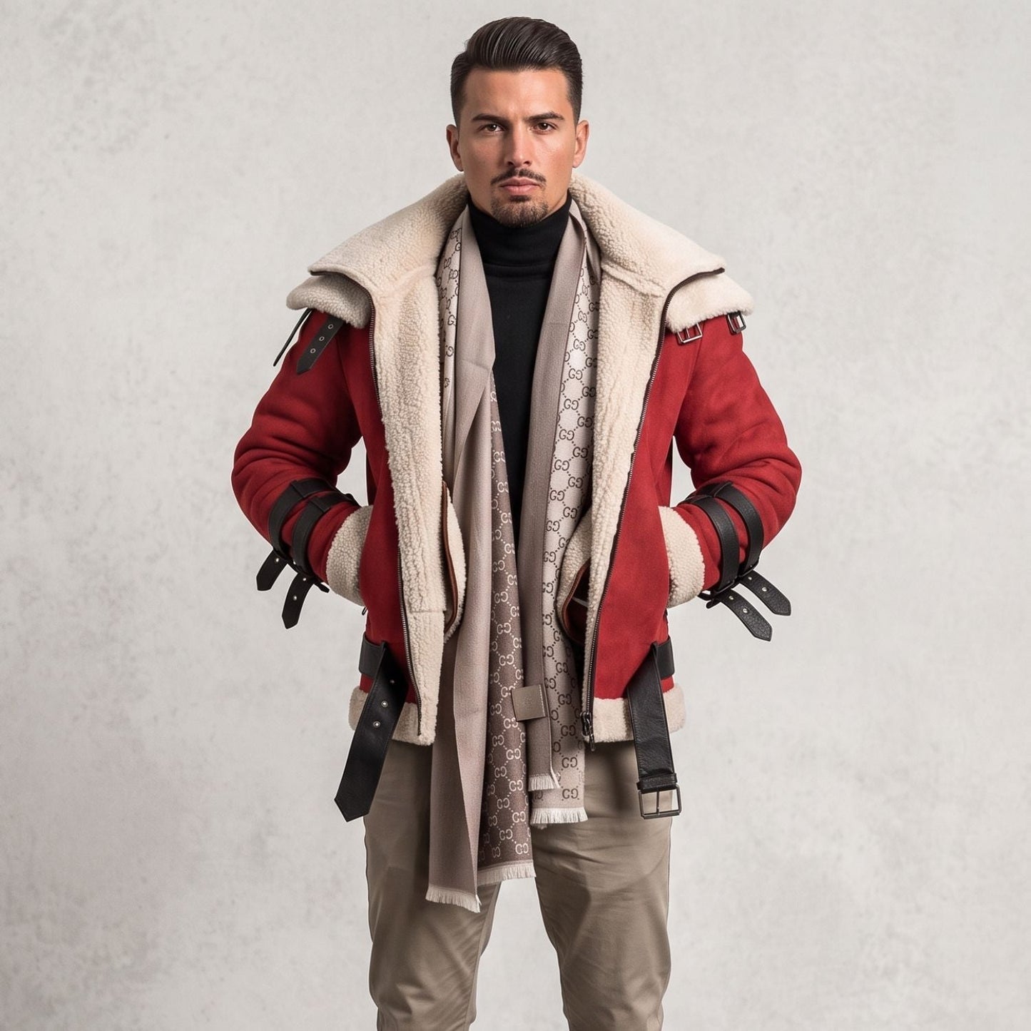 Faux Fur Lined Faux Leather Aviator Jacket | Zyphhra