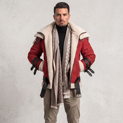 Faux Fur Lined Faux Leather Aviator Jacket | Zyphhra