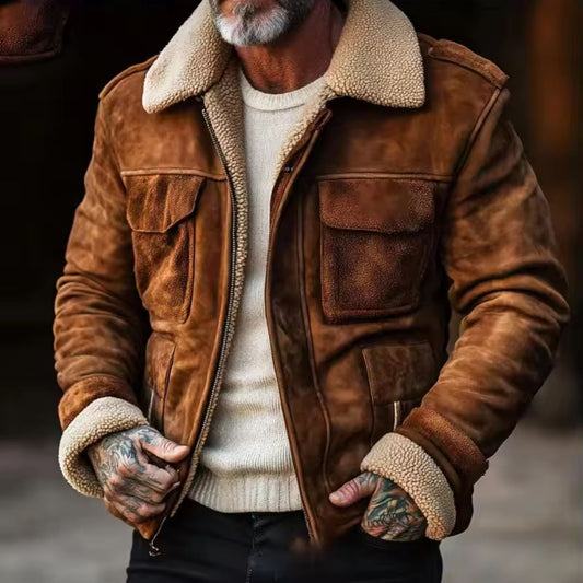 Faux Lambskin Lined Suede Aviator Jacket | Zyphhra
